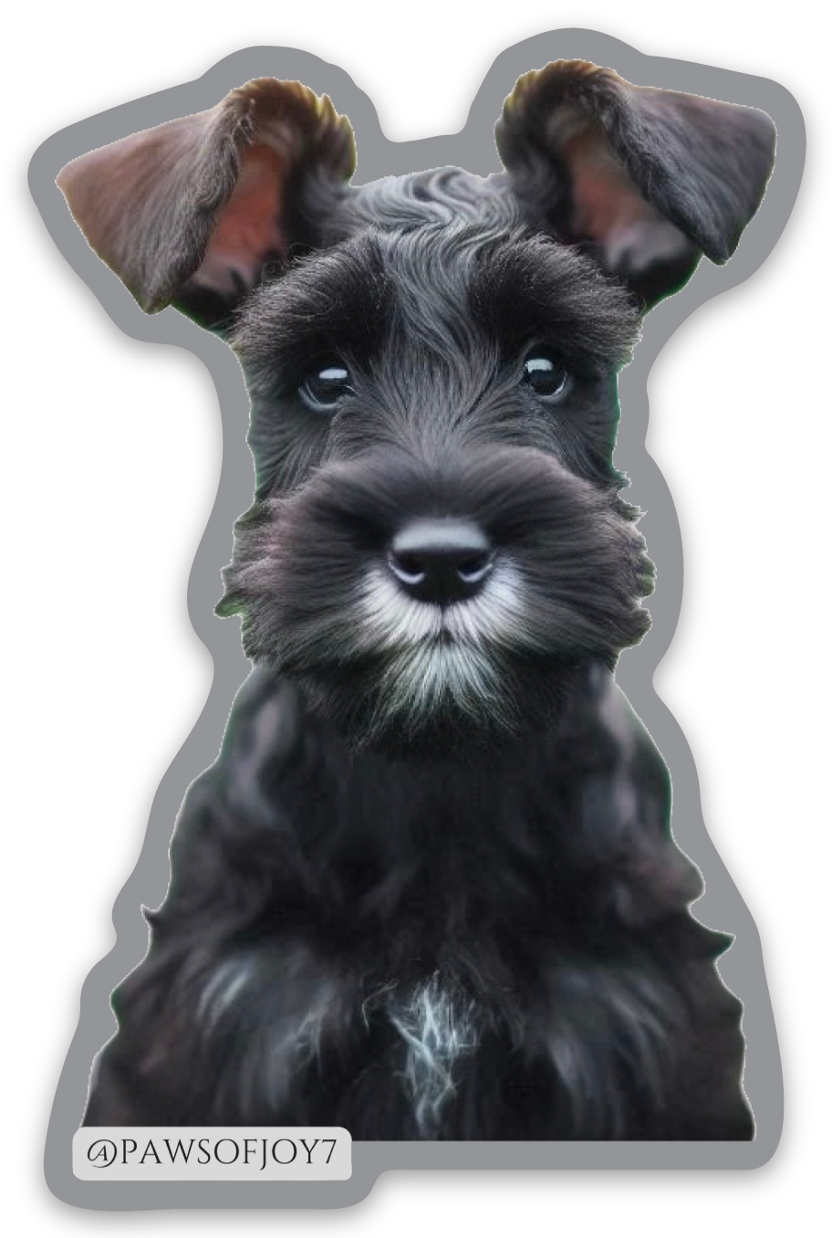Boutique-designed Schnauzer vinyl sticker featuring a playful dog silhouette with signature beard and eyebrows, waterproof and durable, created to honor the loyal bond between Schnauzer dog moms and their pups.