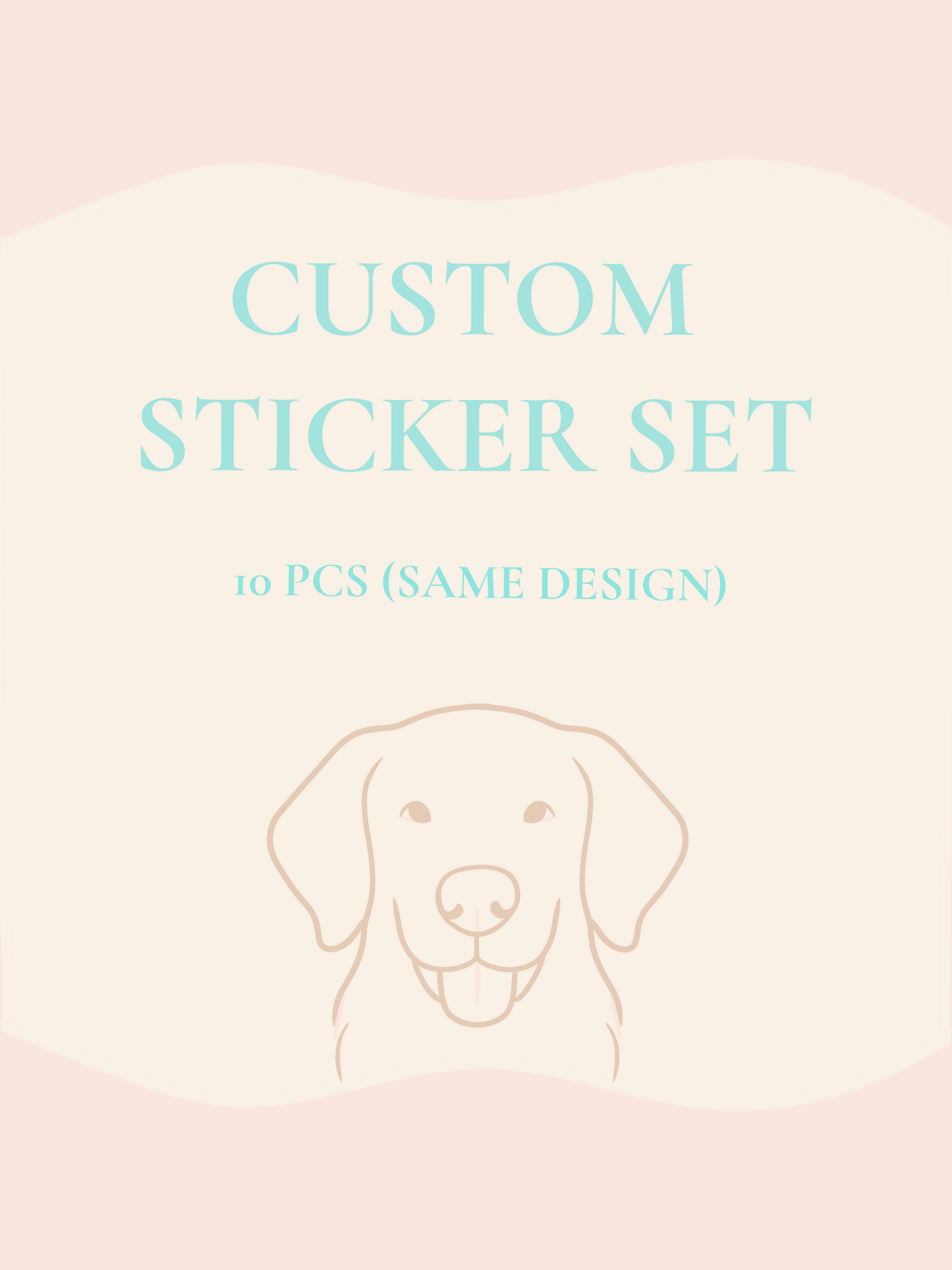Custom sticker set with a dog illustration on a pink gradient. Personalized dog sticker set (10 pcs) — waterproof vinyl, custom‑made with your pup’s portrait or design. Durable, matte finish, perfect for gifts or everyday use. Processing time: 2–4 weeks.