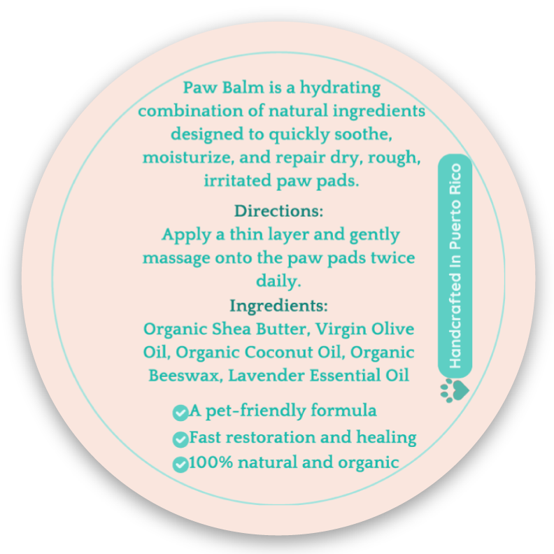 Organic paw balm made with love to soothe, protect, and pamper your dog’s precious paws, nose, and elbows.