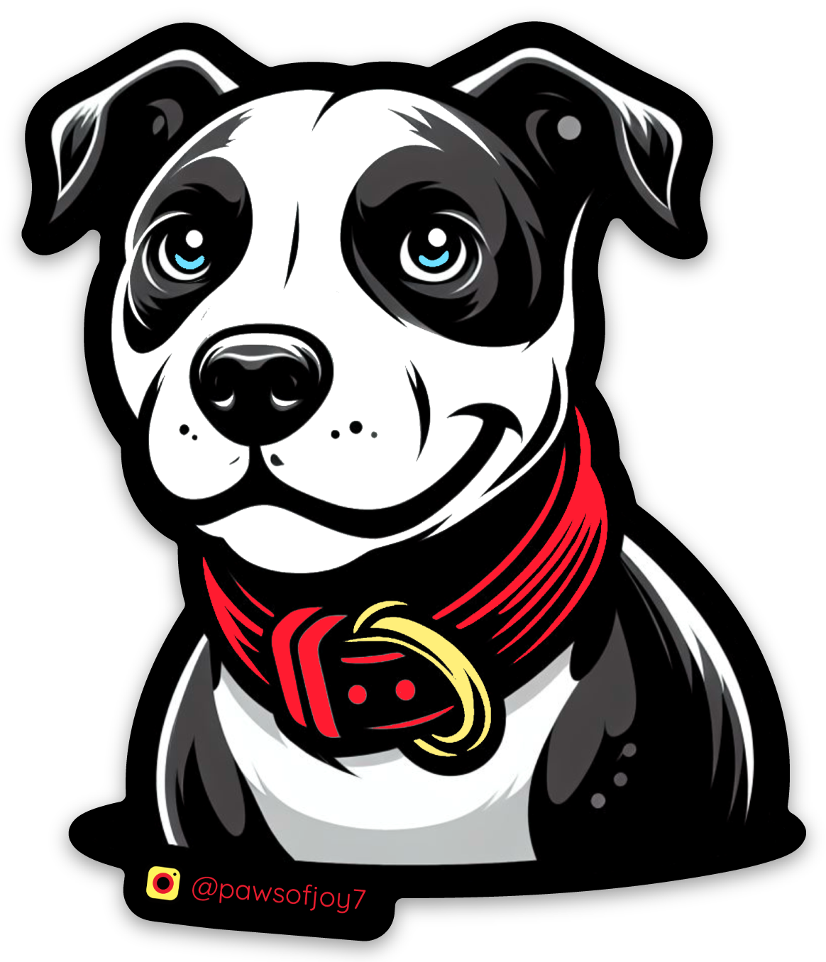 Hand-drawn Staffy vinyl sticker featuring a loving, joyful dog silhouette, waterproof and durable, created to honor the loyal bond between Staffy dog moms and their pups.