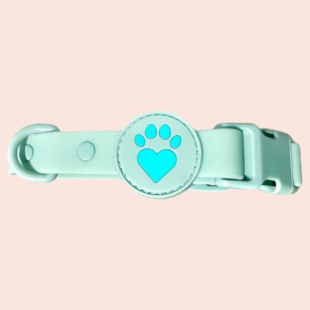 Mint Green waterproof dog collar with soft flexible material and quick-release buckle, thoughtfully chosen to bring comfort, beauty, and ease to your everyday walks together.